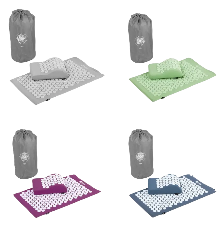 VITAL Akupressurmatte Set von Bodynova in Grau, Grün und Lila mit meerblauen Akupressurmatten, entspannende Massage für den Körper
