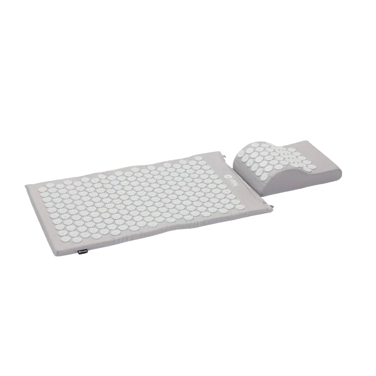 VITAL Akupressurmatte Set von Bodynova mit grauen Akupressurmatten und weißem Kopfkissen, entspannende Wellness-Accessoires