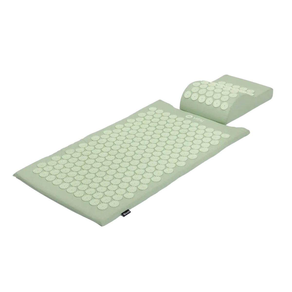 VITAL Akupressurmatte Set von Bodynova mit hellgrünem Silikon, inklusive Kissen für Entspannung und Schmerzreduktion.