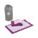 Vital akupressurmatte set in lila mit weißem nacken pillow und abgerundeten spitzen für spannung und rücken