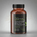 Brown glasflasche mit schwarzem rippverschluss und dunklem etikett zeigt nährwertangaben für feel supreme vitamin b komplex kapseln für gesunde haut und gehirnfunktion
