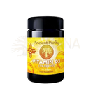 Schwarze miron violet glas flasche mit gelbem etiket vitamin d3 präparation ancient purity 10000 ie 90 weichkapseln