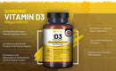 Hochdosierte Vitamin D3 4000 IE Tabletten von Prowise Healthcare, Nahrungsergänzung, mit 14 Monaten Vorrat auf weißem Hintergrund