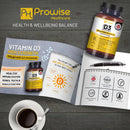 Hochdosierte Vitamin D3 4000 IE Tabletten von Prowise Healthcare, Nahrungsergänzung, 14 Monate Vorrat, in Blisterpackung sichtbar