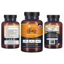 Braune glasflasche mit schwarzem verschluss und orangenem etikett prowise healthcare kombination von vitamin d3 und k2 supplements