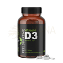 Ein elegantes bernsteinfarbenes glasfläschchen vitamin d3 5000i mit schwarzem deckel zur unterstützung des immunsystems
