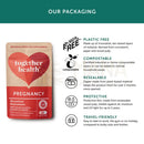 Rotes und beiges herzförmiges pouch für schwangerschaft multivitamin und mineral zur gesundheitsentwicklung