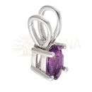 Silberner amethyst-anhänger oval mini mit facettiertem ovalem stein und minimalistischem design von vives de la cortada s.l bei mana shop