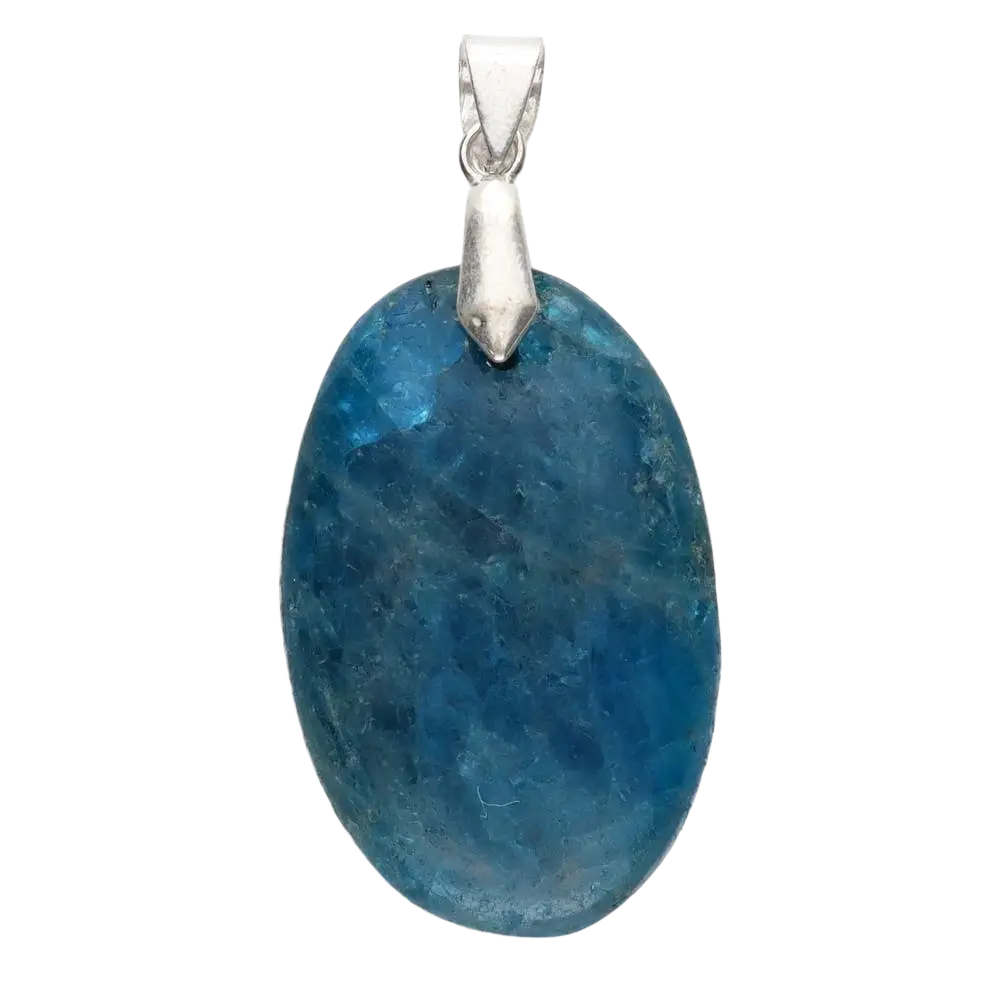 Vives de la Cortada S.L Apatit Cabochon Anhänger aus Schmuck mit poliertem blauen Stein, elegantes Accessoire für Damen.