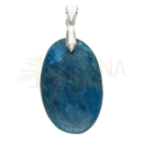 Polierter ovaler blauer apatit cabochon anhänger mit silberfarbenem metallbail von vives de la cortada sl