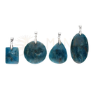 Set aus vier blauen aventurin apatit cabochon anhängern mit silberfarbenen bails von vives de la cortada sl für mana shop