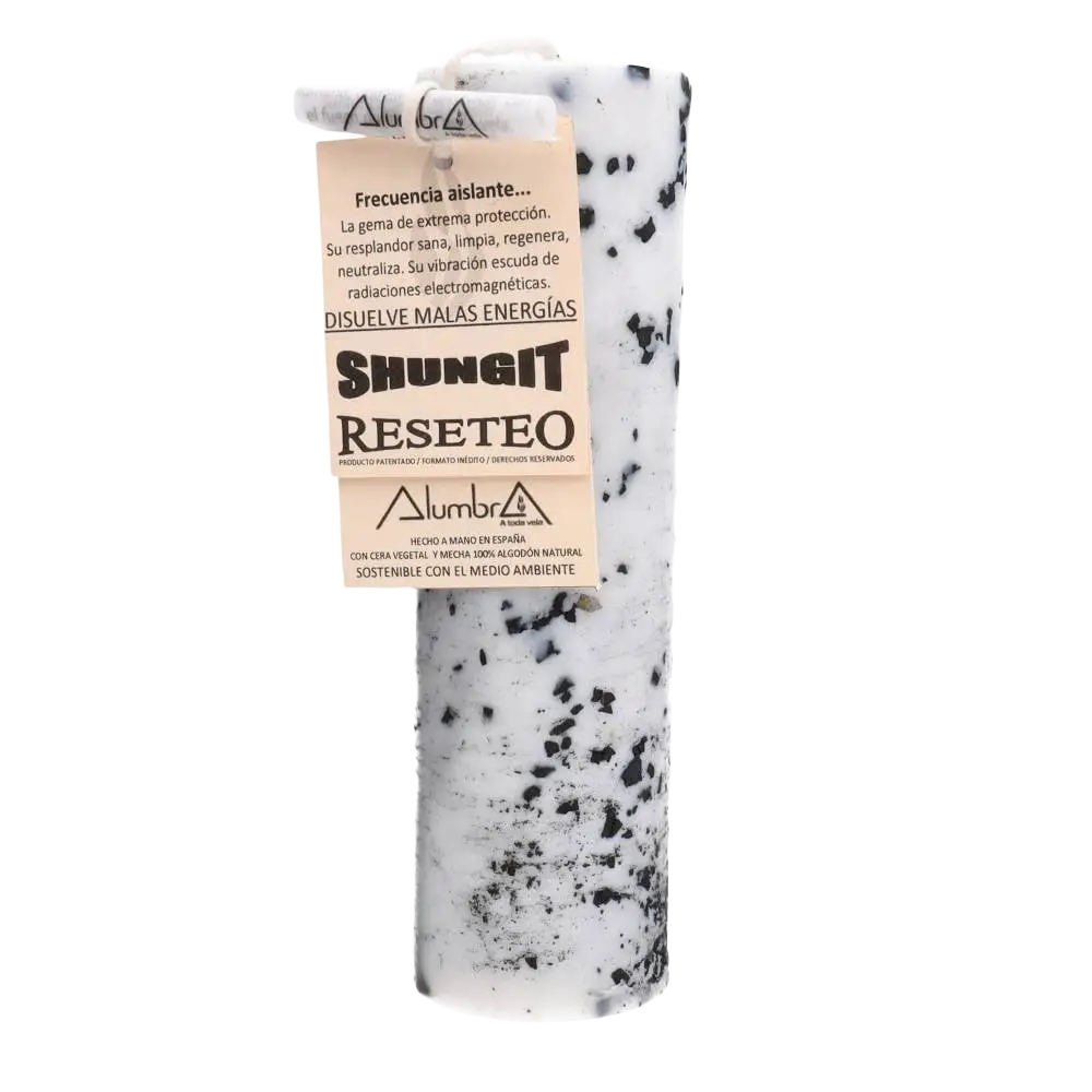 Handgemachte Kerze von Vives de la Cortada S.L mit Shungit, natürliche Kerzen für entspannte Atmosphäre, Feuer und Wachs sichtbar