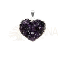 Herzanhänger aus amethystdruse mit silber plattierung und tiefviolettem amethyst geode herz von vives de la cortada