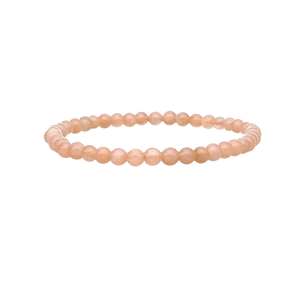 Zartes Mondstein-Armband von Vives de la Cortada S.L, 4 mm Schmuck mit weißen Mondsteinperlen auf elastischem Band.