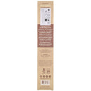 Die Rückseite der Sagrada Madre PALO SANTO con VAINILLA Räucherstäbchen-Verpackung. Der Text beschreibt den Duft als Quelle von Wärme, Frieden und Reinigung. Die Packung enthält 8 Stäbchen mit 1 Stunde Brenndauer, hergestellt aus nachhaltigem Palo Santo-Holz.