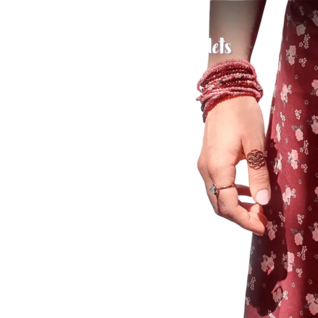 Vives de la Cortada S.L Rhodonit-Armband mit 8 mm Perlen, Schmuck aus rosa Edelstein, gestapelt und handgefertigt
