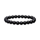 Vives de la Cortada S.L Obsidianarmband aus 8 mm schwarzen Steinen, elegantes Schmuckstück für Handgelenk, detailreiche Aufnahme