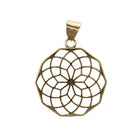 Bronzeanhänger mit Blume des Lebens Geometrik, Schmuckstück von Vives de la Cortada SCP, detailreiche, filigrane Gestaltung.