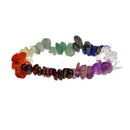 Chakra Armband aus Schmuck von Vives de la Cortada SCP mit bunten Edelsteinen und symbolischer Bedeutung, auf einem weißen Hintergrund.