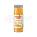 Eine klare glasflasche mit silberkappe gefüllt mit orangenem ingwer shot von voelkel demeter mango puree mana shop image to zoom