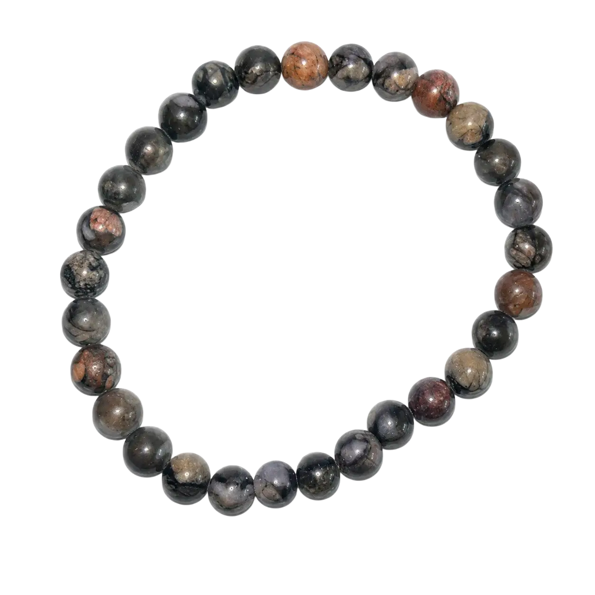 Vulkanit-Armband aus Edelstein, handgefertigt, für Erdung und innere Stärke, mit schwarzen Vulkanit-Perlen.