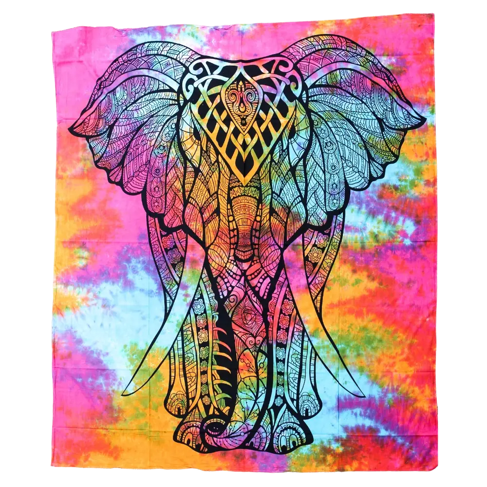 Wandbehang Ritualtuch „Die Schöne des Elefanten“ aus Baumwolle, handgefertigte Dekoration im indischen Stil, 200x210 cm