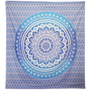Blauer Wandteppich Ritualtuch mit Mandala-Design, Wandbehang aus Baumwolle, 212x193 cm, von AW Artisan