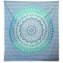 Teal und blaue verlaufende mandala umrao tapestry wandteppich mit weißen mustern 212x193 von mana shop