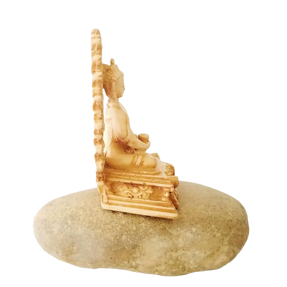 Weißer Buddha Dekoration, 10 cm, aus Stein, symbolisiert Ruhe, Achtsamkeit und spirituelle Kraft, von Yak & Yeti