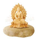 Weiße Buddha-Dekoration, 10 cm, symbolisiert Ruhe, Achtsamkeit und spirituelle Kraft, von Yak & Yeti, auf einem stilvollen Untergrund.