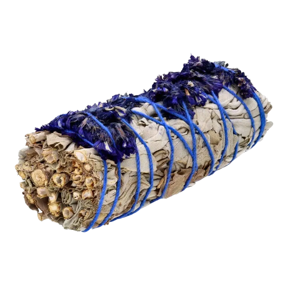Weißer Salbei Räucherbündel mit blauer Sinuata, natürliche Räucherwaren für Zeremonien, von Vives de la Cortada SCP