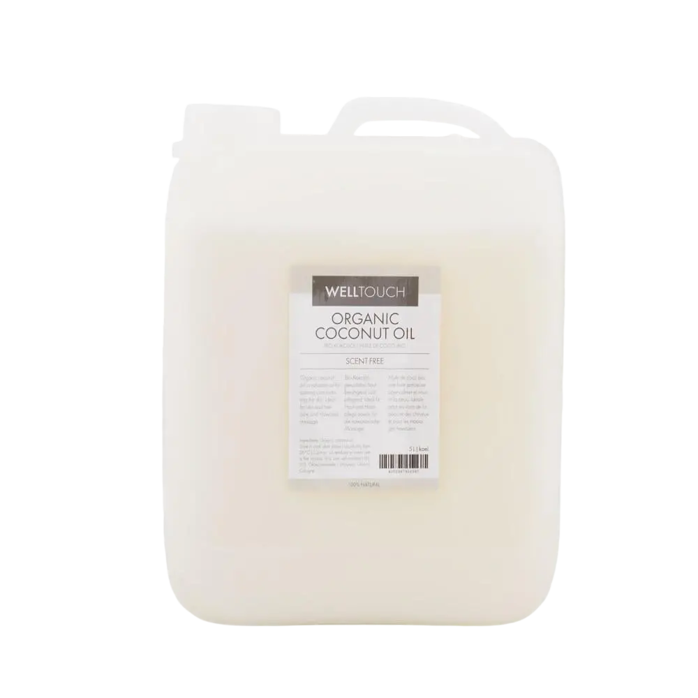 WellTouch Kokosöl Bioqualität 5 L als milchig-weißes Körperöl in Großgebinde