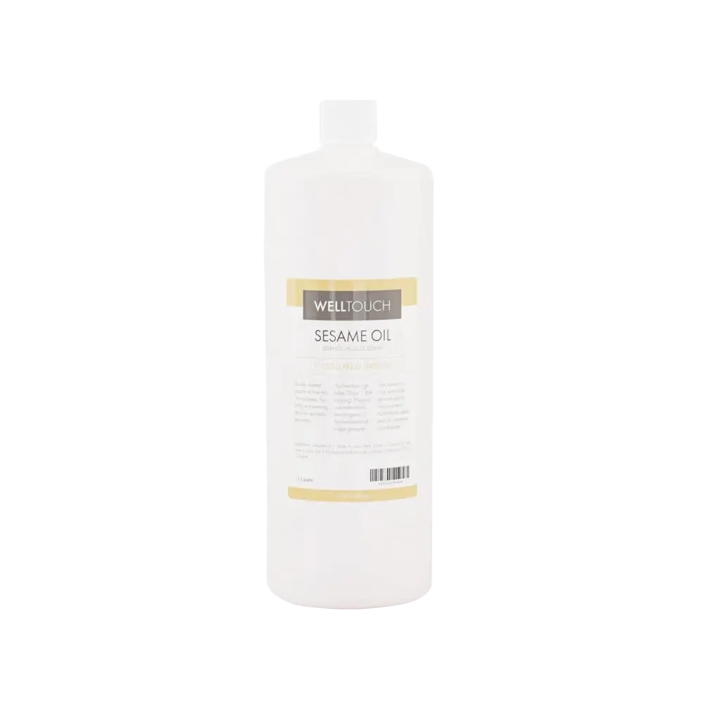 WellTouch Bio-Sesamöl, 1. Kaltpressung, gereift, 1 l – Körperöl in Flasche