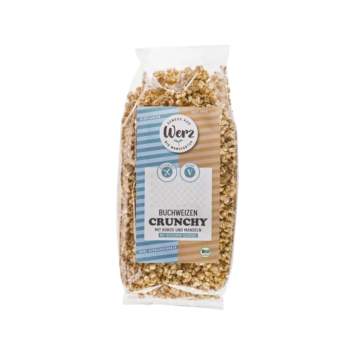 Glutenfreie Werz Crunchy Buchweizen Cornflakes in 200g Packung, bio-zertifiziert, knusprige Frühstücksflocken, natürliche Zutaten.