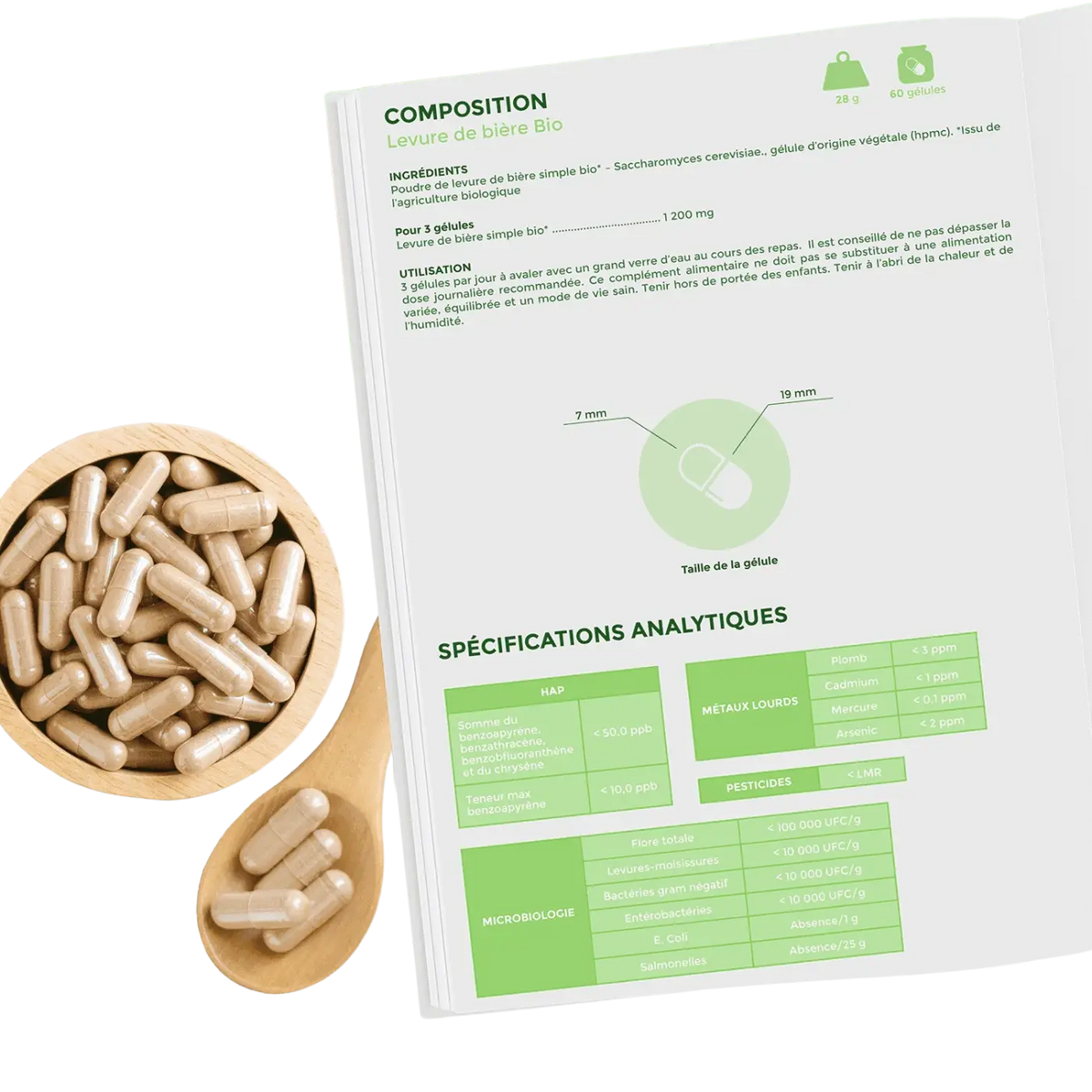 Wiederbelebbare Bio-Bierhefe in Kapseln, 400mg, für Haut, Haare, Nägel, Verdauung und Immunsystem, von Bioptimal