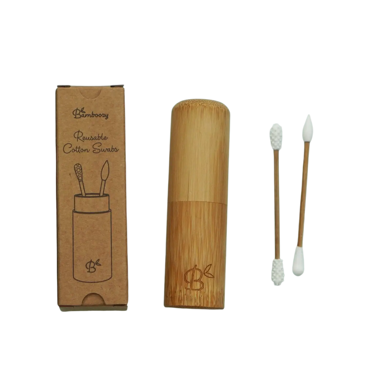 Wiederverwendbare Bambus-Wattestäbchen von Bamboozy x Cosmeau, plastikfrei und nachhaltig für Make-up und Nagellack.