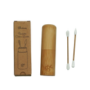 Bambus zylindrische box für wiederverwendbare cotton swabs mit natürlicher holzmaserung und graviertem logo