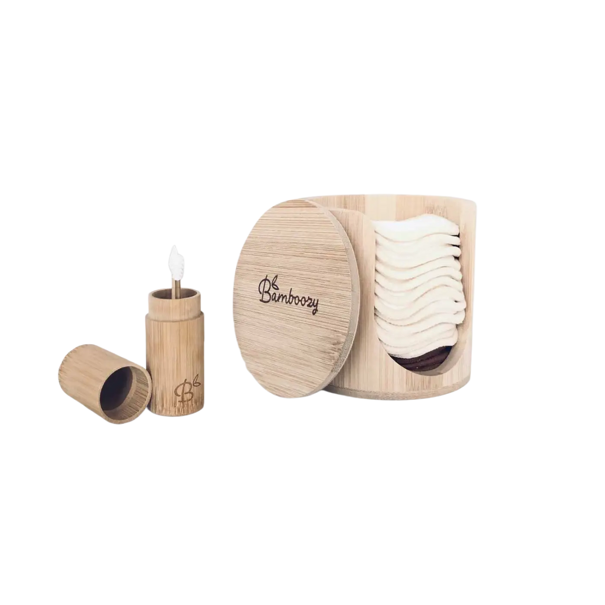 Wiederverwendbare Bambus-Wattestäbchen von Bamboozy x Cosmeau, plastikfrei und nachhaltig für Make-up und Nagellack.