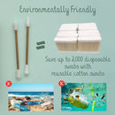 Wiederverwendbare bambus cotton swabs mit weißen, weichen silikon tips, plastikfrei und ideal für nagellack und make-up