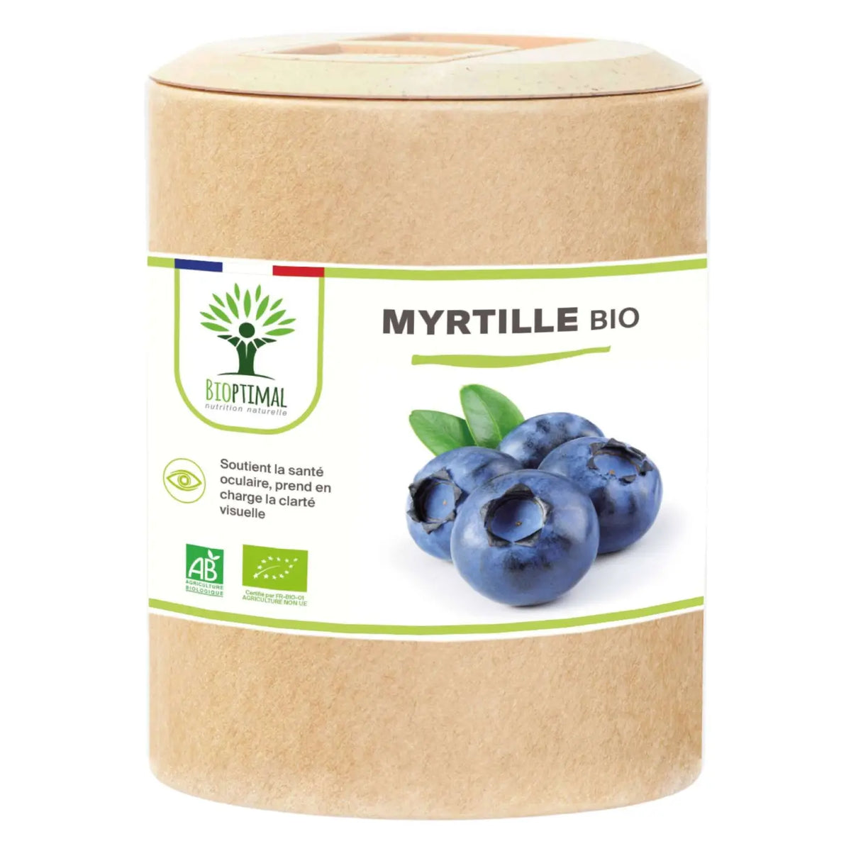 Bioptimal Wilde Bio Blaubeere Myrtille Nahrungsergänzung in Kapseln zur Unterstützung der Augengesundheit, Nahaufnahme der Kapseln