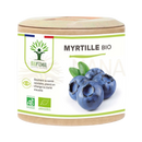 Ein zylindrisches bio blaubeere myrtille kapselprodukt von bioptimal mit grünem akzent zur unterstützung der augengesundheit und antioxidativ gegen freie radikale