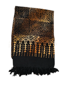 Schwarzer wüstenblume lunghi sarong mit goldenen floralen und geometrischen mustern pareo tuch 160x115cm bei mana shop