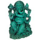 Grüne Ganesha Statue aus Yak & Yeti Dekoration, detailreiche indische Götterfigur aus Stein oder Resin