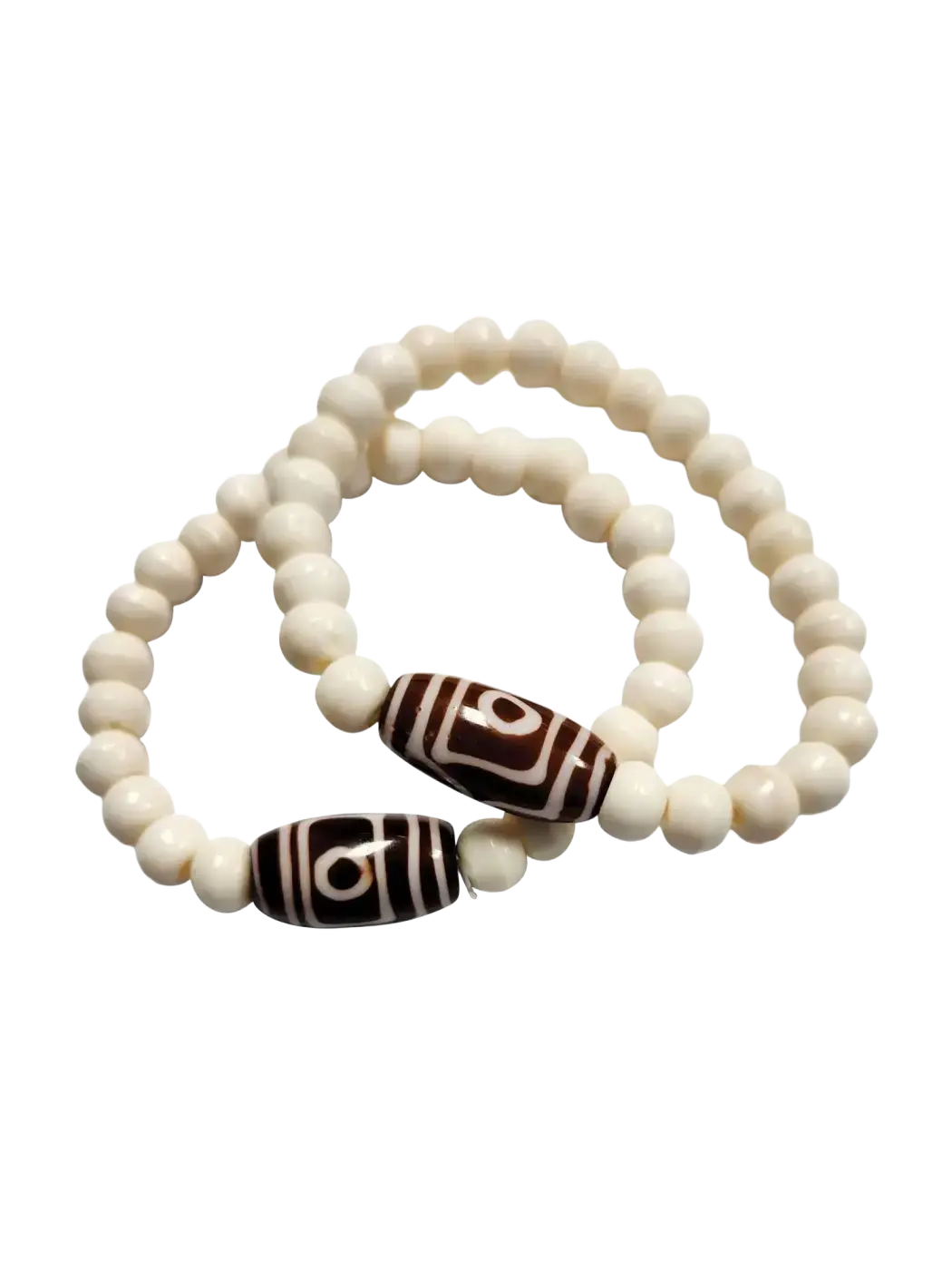 Handgefertigtes weißes Knochen-Perlenarmband von Yak & Yeti, eleganter Schmuck für stilvolle Accessoires