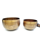 Tibetische Mantra-Sangschale Klangschale von Yak & Yeti, 10-14cm, handgefertigte Nepalesische Musikinstrumente mit goldener Oberfläche