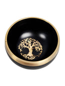 Schwarze Baum des Lebens Klangschale von Yak & Yeti, 10 cm Durchmesser, Musikinstrument mit kunstvollem Design.