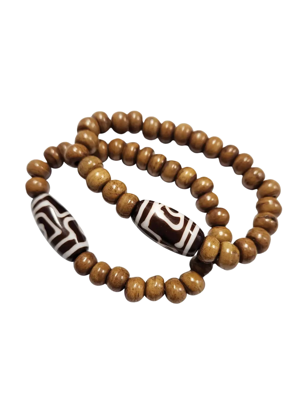 Recyceltes Knochen-Perlenarmband von Yak & Yeti, braunes Schmuckstück mit natürlichen Perlen und nachhaltigem Design.