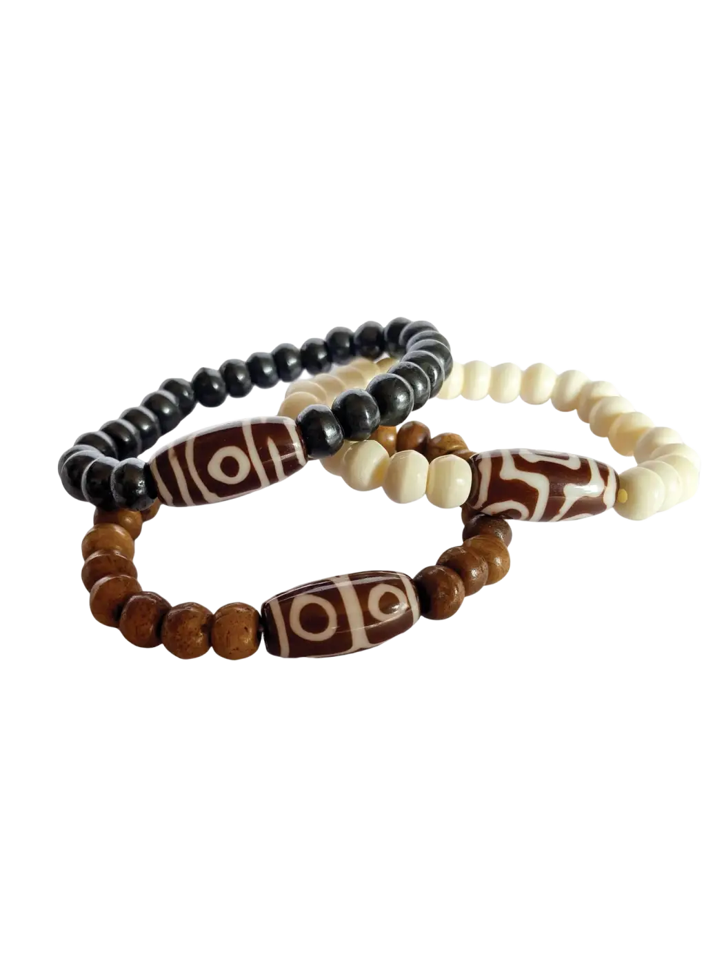 Recyceltes Knochen-Perlenarmband von Yak & Yeti, handgefertigter Schmuck mit umweltfreundlichen Perlen, natürlicher Look