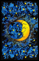 Yak & Yeti Ritualtuch mit Nachthimmel-Mond-Motiv, 213x137 cm, als Bettdecke oder Wanddeko, detailreiche Himmelsgestaltung