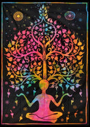 Yak & Yeti Ritualtuch Wandteppich Meditation mit Baum des Lebens, 213 x 137 cm, dekoratives Tuch für Meditation und Entspannung